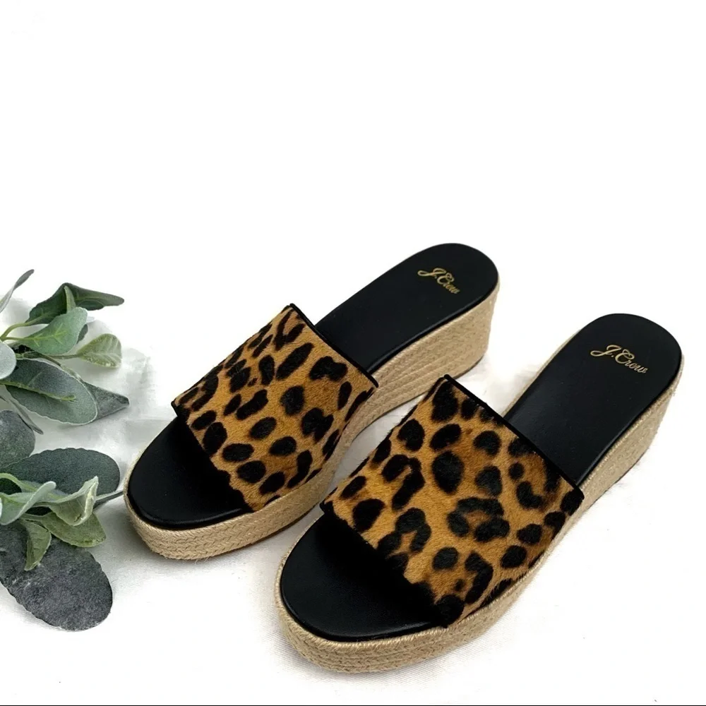 J. Crew Camilla platform espadrilles in animal print calf hair